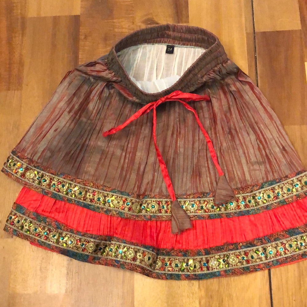Czech Costume Jewel Brocade Tier Round Skirt